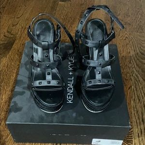 Kendall + Kylie Black Studded Wedge